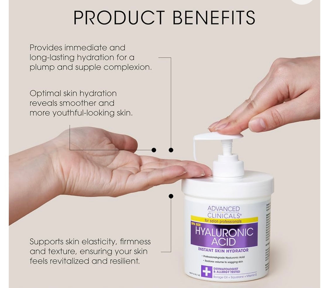 Advanced Clinicals Hyaluronic Acid instant skin hydration