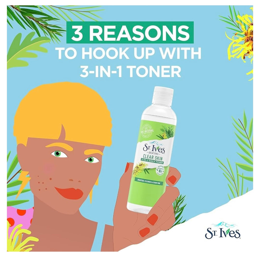 St. Ives solutions clear skin 3 -in -1 daily toner