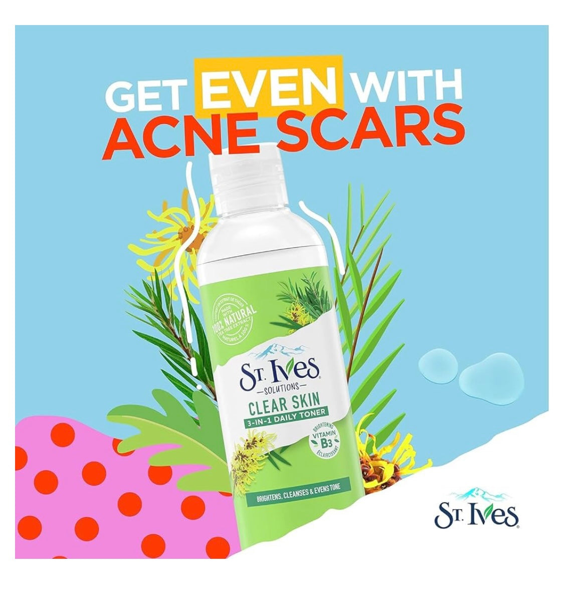 St. Ives solutions clear skin 3 -in -1 daily toner