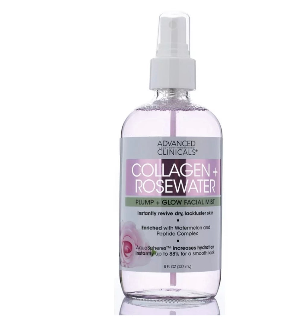 Advanced Clinicals Collagen + Rosewater Plump and glow facial mist