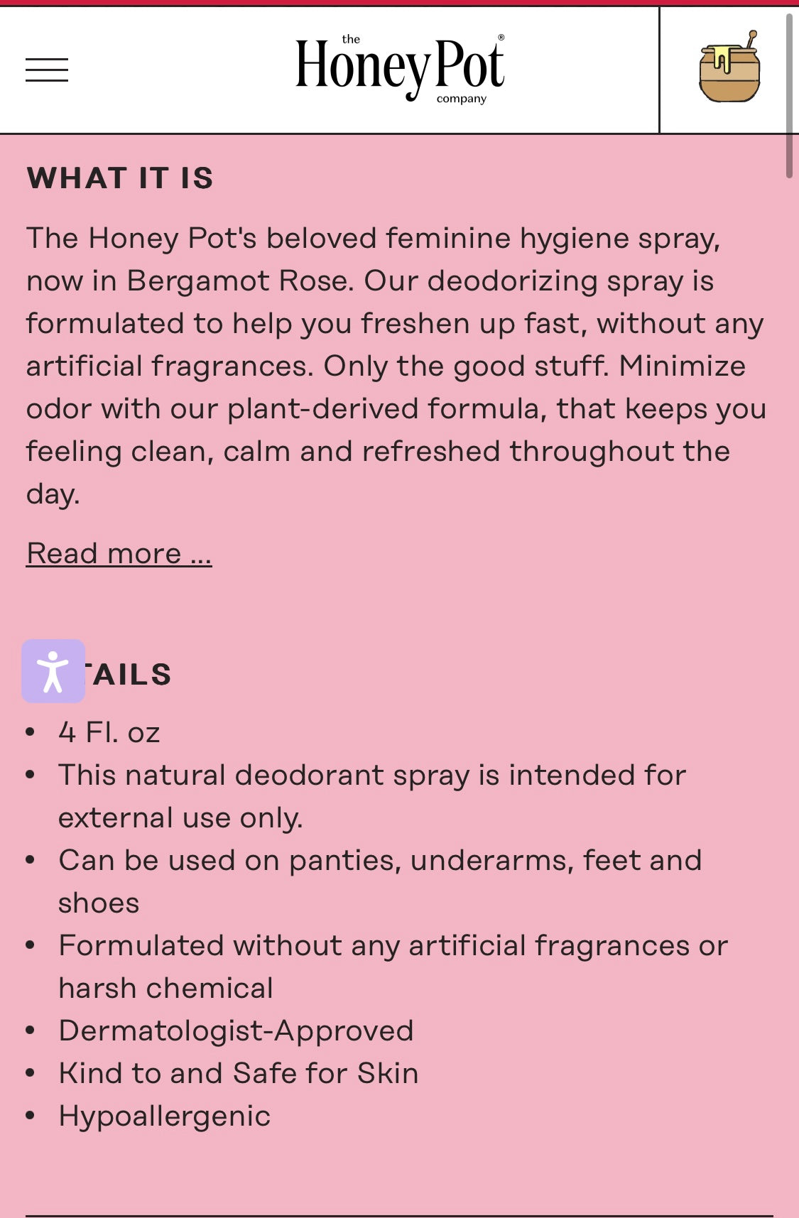 The Honey pot company bergamot panty spray