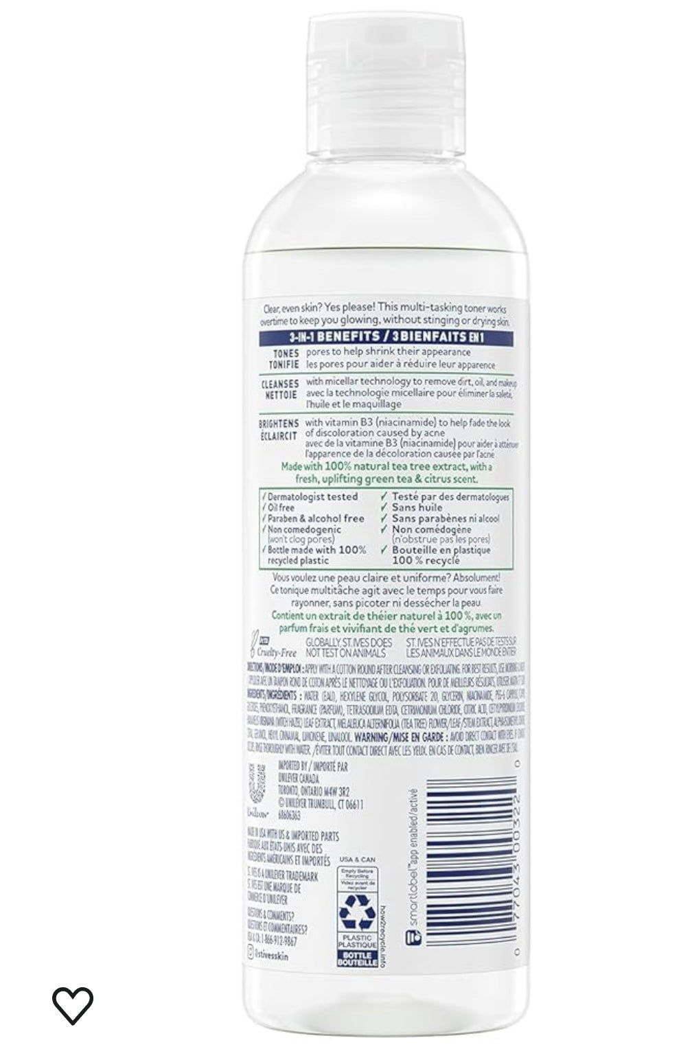 St. Ives solutions clear skin 3 -in -1 daily toner