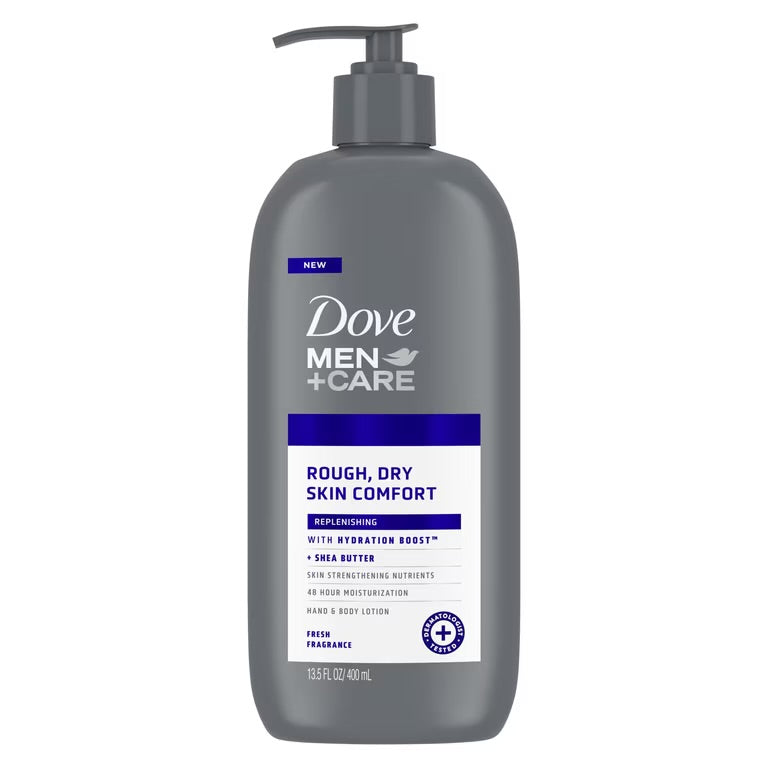 Dove Men+Care Skin Comfort Non Greasy Men's Hand & Body Lotion Dry Skin, Fresh, 13.5 oz