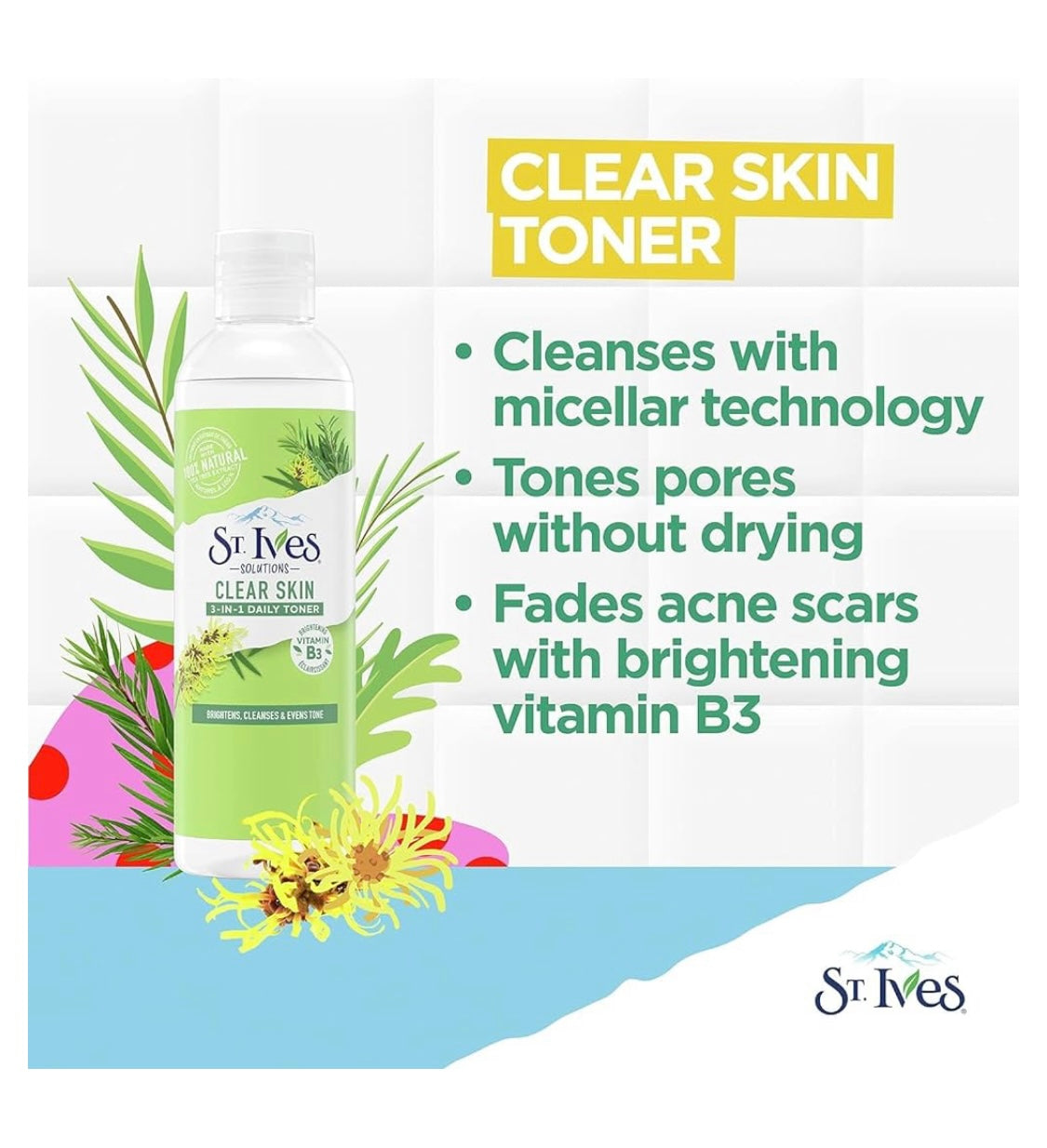 St. Ives solutions clear skin 3 -in -1 daily toner