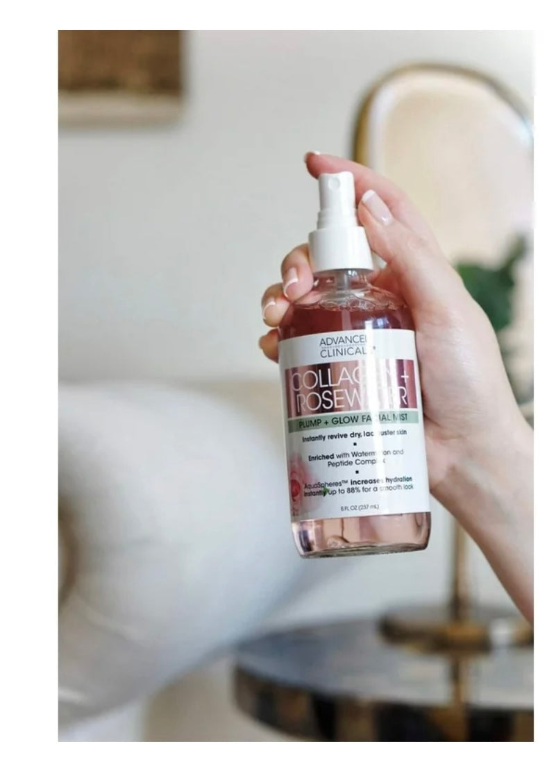 Advanced Clinicals Collagen + Rosewater Plump and glow facial mist