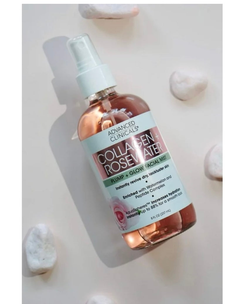 Advanced Clinicals Collagen + Rosewater Plump and glow facial mist