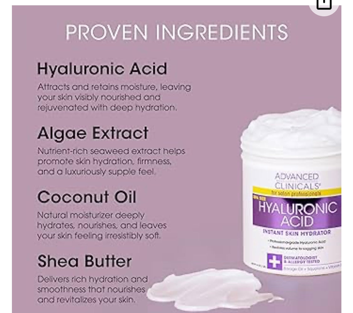 Advanced Clinicals Hyaluronic Acid instant skin hydration