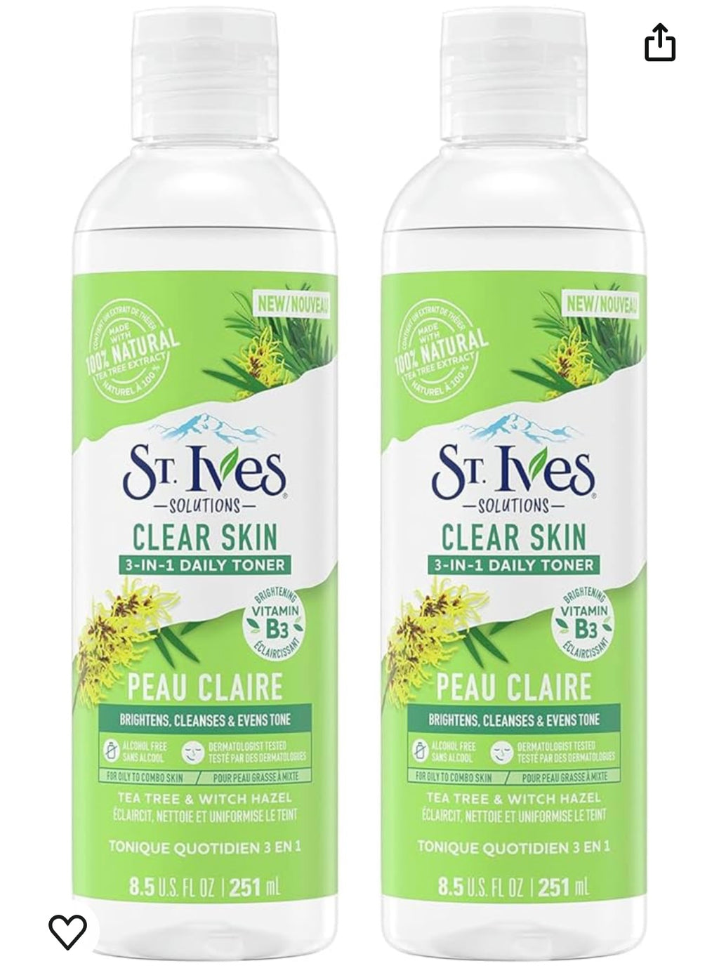St. Ives solutions clear skin 3 -in -1 daily toner