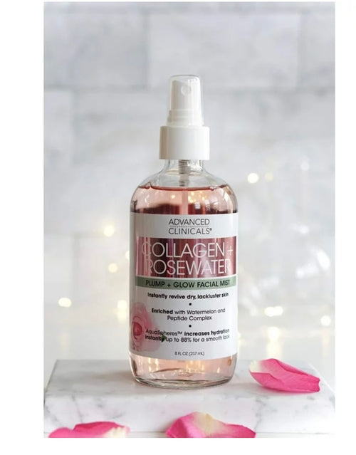 Advanced Clinicals Collagen + Rosewater Plump and glow facial mist