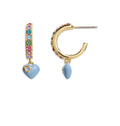 Enamel Heart Huggie Hoop Earrings