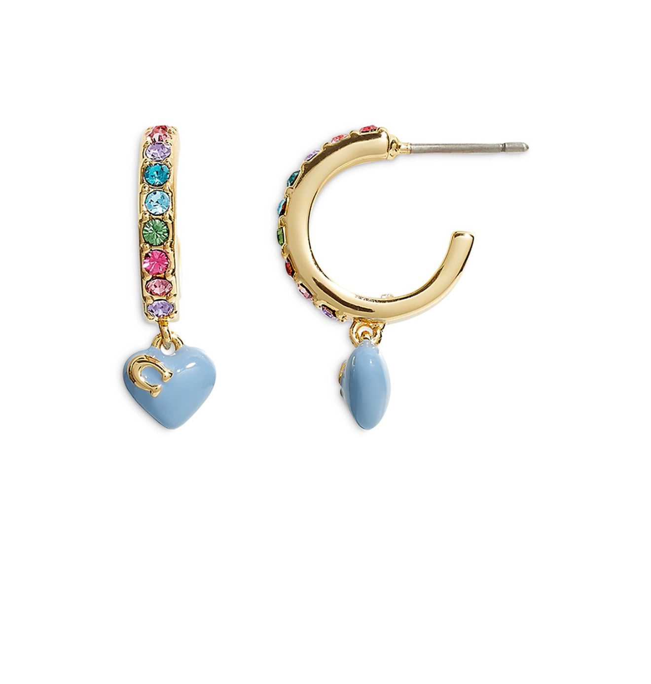 Enamel Heart Huggie Hoop Earrings